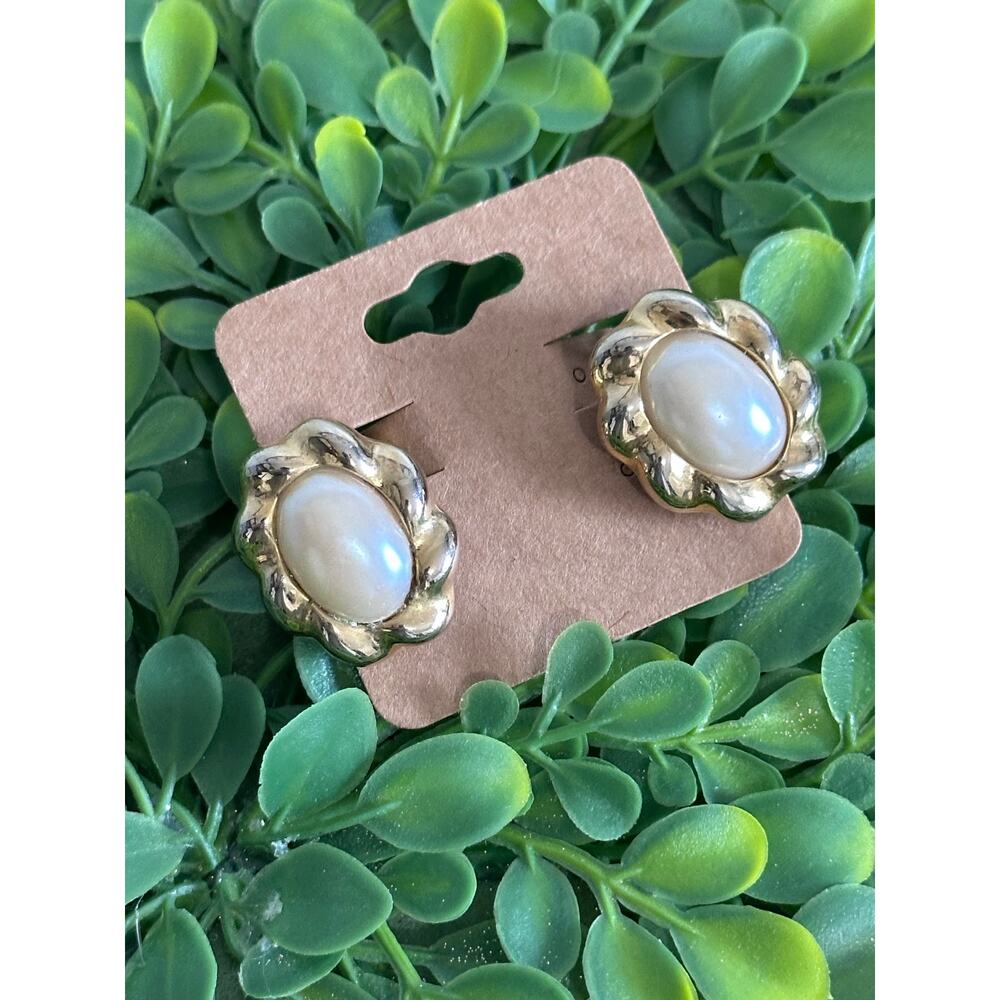 Clip on pearl statement earrings BOGO FREE